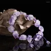 Strand Natural Stone Amethyst Rough Beaded Bracelet For Men Women Healing Crystal Gem Lucky Fashion Couple Jewelry Gifts