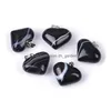 Pendanthalsband 5st/Lot Heart Shape Tiger Eye Amethyst Lapis Cherry Blossom Agate Women Stone Drop Delivery Jewelry Pendan Dhgarden DHF4N