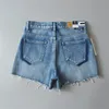 Damen-Jeans-Sommermode-Art-weibliche Knopf-hohe Taillen-Denim-Shorts-Frauen-beiläufige blaue getragene Grat-Loch-Mädchen-Kurzschluss