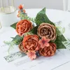 Decorative Flowers Artificial Vases For Decoration Home Christmas Garland Fake Plants Wedding Bride Outdoor Diy Cady Box Silk Peony Bouquet