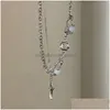 Цепи бело -лунный камень с бахроновым ожерельем циркона женская ниша устанавливает Sense Sense Sense Accessories Accessories 2023 Dr Dhgarden DHVGN