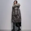 パーカーの女性のパーカス冬のパッド入りジャケットファッションミッドレングレングルーズゆるい肥厚温かい大きな毛皮襟冬のコート女性2022