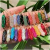 Pendant Necklaces Gold Sier Wire Wrap Chakra Stone Point Pendum Healing Rose Crystal Reiki Charms For Necklace Diy Jewelry Making Am Dhofy