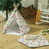 Mats Pet Tent House Outdoor Portable Comfortable Warm Dog Kennel Cat Bed House Foldable Teepee With Thick Cushion Mat For Dog Cats