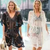 Sarongs Meihuida Women Beach Cover Up Summer Dress Solid Color Hollow Loose Beachwear Tassels Swimwear Bikini Wear Lace UpSarongs