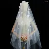 Veli da sposa NZUK Fiori 3D Velo da sposa con perle Droped Luxury Veu De Igreja Ccb Accessori Sposa