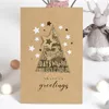Gratulationskort tjockt Kraft Paper Multi-Layer Applique Card Vintage Handmade jul