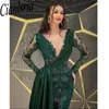 Party Dresses Green Over Skirt Mermaid Evening Gowns Luxury Beaded Lace Elegant For Woman