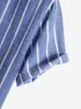 Mäns avslappnade skjortor randiga skjortor för män halvknapp kragefri kort ärm blusar casual streetwear pullover office tops z4984953 230503
