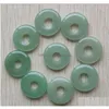 Charms runda ssorterade 18mm cirkel Donut Green Aventurine Natural Stone Crystal Pendants för halsbandstillbehör smycken gör droppe dhodc