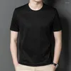 Men's Suits B8837 Silk Men's Solid Colo T-shirt Short Sleeve Round Neck Basic Lightweight White Tees Slim Fit Men Clothing 2023