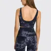 Yoga-outfit vrouwen uitgebreide training fitness bh strakke tank vest gym zachte crop top u-vormige print holle schoonheid terug met borstkussen