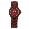 Armbandsur minimalistiska röda trä kvinnors kvartsklocka lysande pekare analoga lady armband träklockor mode kvinnlig armbandsur