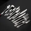 Dinware sets 6pcs Mirror Silver Cutlery Vintage Western Dining Knife Dessert Fork theelepel set luxe eettersgravures set 230503