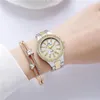 Armbanduhren mit verschraubter Krone, schöne funkelnde Strass-Quarz-Armbanduhr, minimalistische Damen-Stahlband-Mode-Accessoires