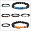 Bedelarmbanden natuurlijke tijger oog zwarte lava stenen kralen armband charmes essentiële oliediffuser verwering agaatstenen elastische druppel dhhtq