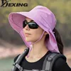 Outdoor-Hüte Frauen breite große Krempe Schal Sonnenhut Sommer Outdoor Angeln Wandern Eimer Hut UV-Anti-Nackenschutz Sonnenkappe Damen Hüte Motorhaube J230502