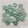 Charms runda ssorterade 18mm cirkel Donut Green Aventurine Natural Stone Crystal Pendants för halsbandstillbehör smycken gör droppe dhodc