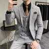 Herenpakken Blazers Jacket Vestbroeken High-end merk Boutique Fashion Solid Color Mens Casual Business Pak 3-Piece Set Bruidegom trouwjurk 230503