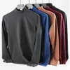 T-shirts pour hommes Col roulé pour hommes Thermique Slim Bas Épais Chaud Polaire Sous-Vêtements À Manches Longues Hauts Pullover Base Solide Couleur T-Shirt