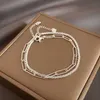 Kedja mode silver färg dubbel lager armband mousserande utsökta enkla kvinnor fina smycken tillbehör 230428