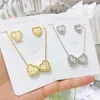 Necklace Earrings Set Rinhoo Mother's Day Jewelry Gift Stainless Steel Mama Love Heart Rose Flower Pendant Mom Thanksgiving