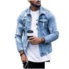 Men'S Jackets Adisputent Men Jeans Coat 2021 Autumn Mens Jacket Fashion Casual Denim Plus Size Blue Color Lapel Ripped Jean X0710 Dr Dhj9L