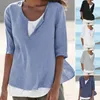 Damen Blusen V-Ausschnitt Halbarm Dünn Damen Hemd Einfarbig Retro Casual Top Atmungsaktiv Dressing Up Sommer Tops Damenbekleidung