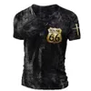 Heren T -shirts Vintage Print T voor mannelijke route 66 Tee Summer Street T -shirts Oversized O nek mannen top losse casual Harajuku kleding 230503