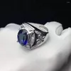 Cluster ringen man ring tanzanite kleur topaz echt en natuurlijk 925 sterling zilver fijn voor