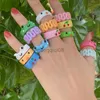 Band Rings 2pcs Couple Cartoon Frog for Girls Fashion Cute Resin Women Men Ring Acrylic Animal Jewelry Best Friends Y23