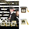 Opakowanie prezentów 50pcs pudełko cukierki przezroczni druk Bronzing Papier czekoladowy etui Graduation Party Gratulacje Grad Hat Cookie pamiątki