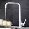 Kitchen Faucets Black White Color SUS304 Stainless Steel Cold And Mixer Sink Rotation Water Tap Single Handle