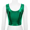 Tanks Plus Size Damen Shiny Crop Top Clubwear Metallic U-Ausschnitt Tank Weste Bustier Bluse Shirt Bikini Crop Tops BH Sexy Dessous