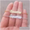 Anklets Zodiac Sign Punk Charm 12 Constellatie Letter Ankle Bracelet Roestvrij staal sieraden Vrouwen Geschenkdruppel levering DHWA3