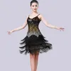 Stage Wear Women Professional Party Ballroom Latin Tango Jazz Modern Salsa Dance Dress Tassel Rok Lady Hoogwaardige pailletten Fringe