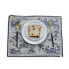 Mats Pads Panno pastorale moderno Tovaglietta impermeabile Tovaglietta semplice Tavolino da caffè Piatto Pad Tessuto di cotone floreale blu Decorazioni per la casa 1 PZ Z0502