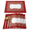 Mats almofadas de juta natural pateta de natal poinsettia flor de mesa estampada de tanta almofada de pano de pano de chá de chá placemat cofrestra da coluna da cozinha z0502