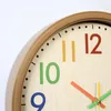 Horloges murales Grain de bois coloré Design moderne salon décoratif temps précis silencieux Quartz horloge suspendue