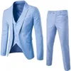Męskie garnitury Blazers Men Blazers 3 sztuki zestawy biznesowe kamizelki niebieskie płaszcze ślub formalne eleganckie kurtki ślub formalny swobodny ternno 230503