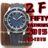 ZF 5015 Fifty Fathoms Luxury herenhorloge 45 mm Cal.1315 Mechanische beweging, zwarte keramiek, titaniumkoffer, 3c super lichtgevende zilveren blauw