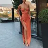 Avondjurk spaghetti riem formele kleding vestido jurk feestzijde gesplitst gewaad de soiree sexy vestidos elegantes abiye