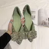 Sandalen Frauen Perle Fliege Spitzschuh Elegante Damen String Bead Slip On Falt Schuhe Weibliche Mode Bling Frau Casual 2023