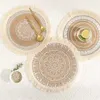 Mats Pads Retro Kase bardak altlıkları bohem tarzı yuvarlak masa paspas yalıtılmış ped placemat dekorasyon yemek halı bardak altlıkları mutfak için mat z0502