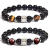 Bracelets porte-bonheur WANGAIYAO acier inoxydable oeil de tigre obsidienne brillant noir perle Bracelet personnalité homme mode 100 main chaîne J