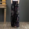 Yoga Outfit Women Plus Size Vintage Floral Print Pants Tightness Cotton Linen Trousers Casual Gym Clothing Sport Sweatpants#30