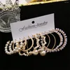 Hoop Earrings 17KM Pearl Heart Twist Dangle Set Circle For Women Vintage Gold Color Trendy Fashion Jewerly Accessories