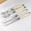 مجموعات أدوات المائدة 4/6/24PCS LAGUIOLE Silverware Steak Stkives Forks ملاعق ملعقة صغيرة