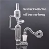 Hot Selling 14mm Female Glass Oil Burner Bong Hookah Water Pipes med tjocka Pyrex Clear Heady Recycler Dab Rig Ash Catcher med manlig glasoljebrännare Pipe billigast