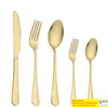 Flatware sets gouden zilveren roestvrijstalen voedselkwaliteit zilverwerk set set gebruiksvoorwerpen omvatten mesvork lepel